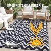 RUGSREAL Outdoor Rug 5x8 ft Waterproof Reversible Chevron Mat, Black & White