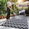 RUGSREAL Outdoor Rug 5x8 ft Waterproof Reversible Chevron Mat, Black & White
