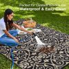 RUGSREAL Outdoor Rug 9x12 ft Waterproof Reversible Floral Mat, Black & Beige
