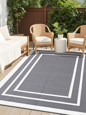 91bFCL4kAUL._AC_SL1500_.jpg RUGSREAL Outdoor Rug 5x8 ft Waterproof Reversible Mat, Grey & White