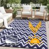 RUGSREAL Outdoor Rug 6x9 ft Waterproof Reversible Chevron Mat, Navy & White