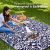 RUGSREAL Outdoor Rug 6x9 ft Waterproof Reversible Floral Mat, Navy & White