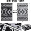 RUGSREAL Outdoor Rug 8x10 ft Waterproof Reversible Boho Mat, Black & White