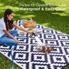 RUGSREAL Outdoor Rug 8x10 ft Waterproof Reversible Mat, Navy & White