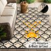 RUGSREAL Outdoor Rug 9x12 ft Waterproof Reversible Braided Mat, Black & Beige
