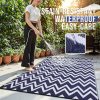 RUGSREAL Outdoor Rug 6x9 ft Waterproof Reversible Chevron Mat, Navy & White