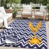 RUGSREAL Outdoor Rug 5x8 ft Waterproof Reversible Chevron Mat, Navy & White