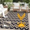 RUGSREAL Outdoor Rug 5x8 ft Waterproof Reversible Chevron Mat, Black & Beige