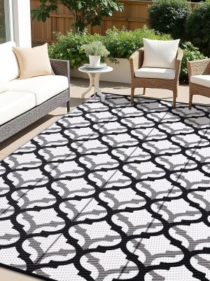 91k3zhqGSJL._AC_SL1500_.jpg RUGSREAL Outdoor Rug 6x9 ft Waterproof Reversible Braided Mat, Black & White