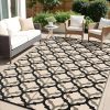 RUGSREAL Outdoor Rug 9x12 ft Waterproof Reversible Braided Mat, Black & Beige