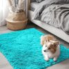 RUGSREAL 2x3 Machine Washable Small Bedside Rug, Soft Fluffy Shaggy Entryway Throw Rugs for Bedroom, Living Room, Indoor Floor Carpet for Kids Girls Boys, Nursery Rooms, Home Decor Aesthetic, Teal Blue