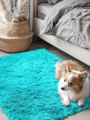 91o-900KB8L._AC_SL1500_.jpg RUGSREAL 2x3 Machine Washable Small Bedside Rug, Soft Fluffy Shaggy Entryway Throw Rugs for Bedroom, Living Room, Indoor Floor Carpet for Kids Girls Boys, Nursery Rooms, Home Decor Aesthetic, Teal Blue