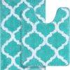RUGSREAL Bathroom Rugs Set 2 Piece, 30"x20"+24"x20", Turquoise