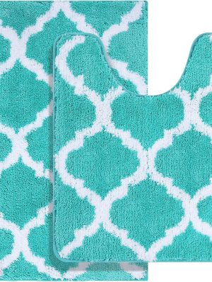 91pTjsJzyS._AC_SL1500_.jpg RUGSREAL Bathroom Rugs Set 2 Piece, 30"x20"+24"x20", Turquoise