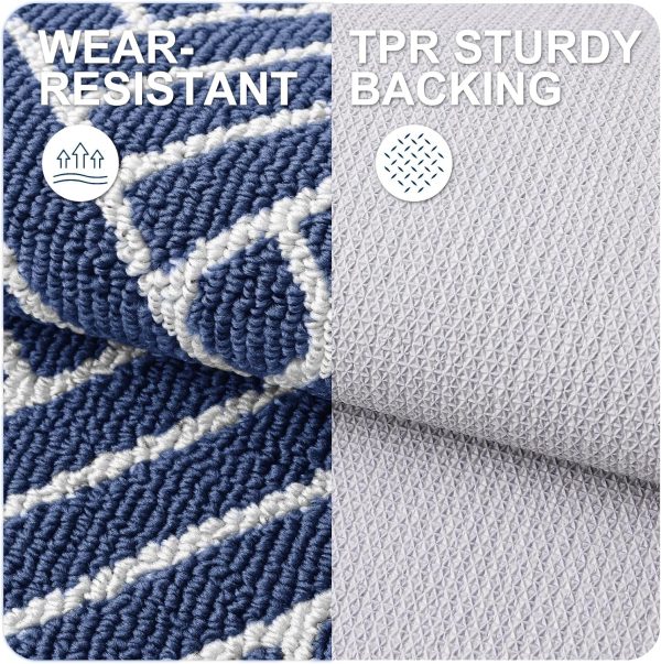 RUGSREAL Indoor Door Mat 32x20, Low-Profile Dirt Resistant Doormat, Navy