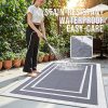 RUGSREAL Outdoor Rug 5x8 ft Waterproof Reversible Mat, Grey & White