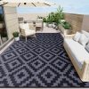 RUGSREAL Outdoor Rug 8x10 ft Waterproof Reversible Mat, Black & Grey