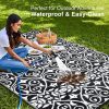 RUGSREAL Outdoor Rug 6x9 ft Waterproof Reversible Floral Mat, Black & White