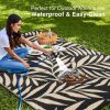 RUGSREAL Outdoor Rug 9x12 ft Waterproof Reversible Leaf Mat, Black & Beige