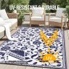 RUGSREAL Outdoor Rug 5x8 ft Waterproof Reversible Floral Mat, Navy & White