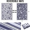 RUGSREAL Outdoor Rug 5x8 ft Waterproof Reversible Floral Mat, Navy & White