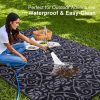 RUGSREAL Outdoor Rug 8x10 ft Waterproof Reversible Floral Mat, Black & Grey