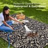 RUGSREAL Outdoor Rug 5x8 ft Waterproof Reversible Floral Mat, Black & Beige