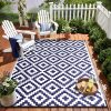 RUGSREAL Outdoor Rug 6x9 ft Waterproof Reversible Mat, Navy & White