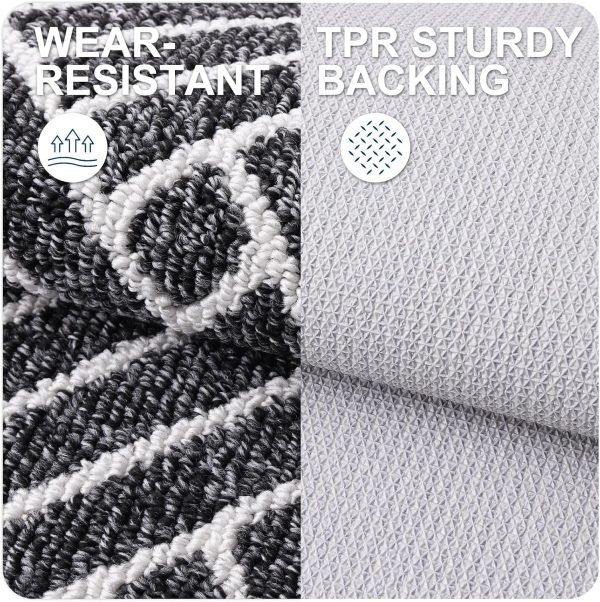 RUGSREAL Indoor Door Mat 32x20, Low-Profile Dirt Resistant Doormat, Black