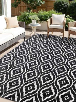 91xdSShKIL._AC_SL1500_.jpg RUGSREAL Outdoor Rug 6x9 ft Waterproof Reversible Braided Mat, Black & White