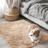 RUGSREAL 2x3 Machine Washable Small Bedside Rug, Soft Fluffy Shaggy Entryway Throw Rugs for Bedroom, Living Room, Indoor Floor Carpet for Kids Girls and Boys, Nursery Rooms, Home Decor Aesthetic, Beige