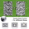 RUGSREAL Outdoor Rug 5x8 ft Waterproof Reversible Leaf Mat, Black & White